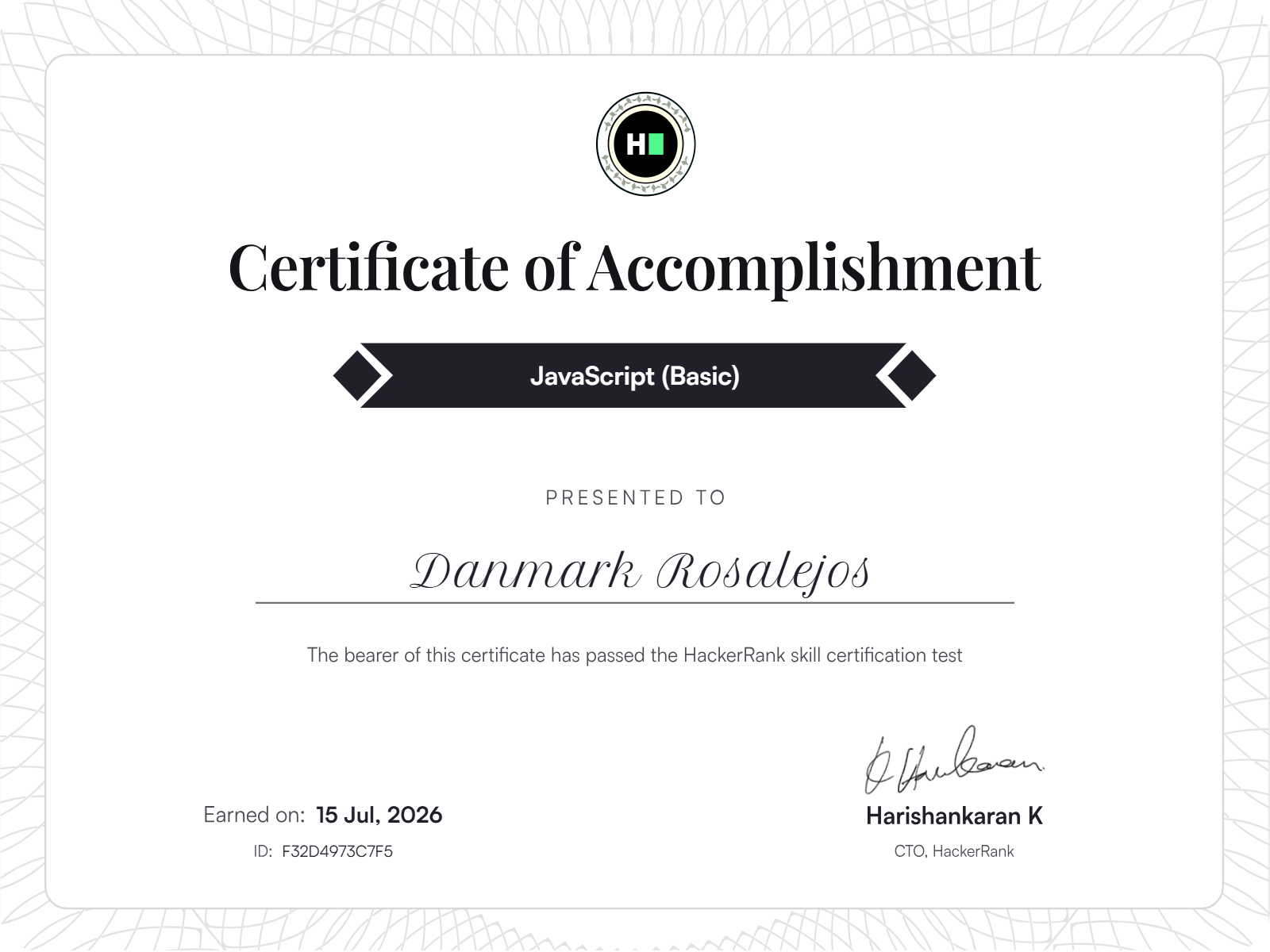 Javascript Certificate